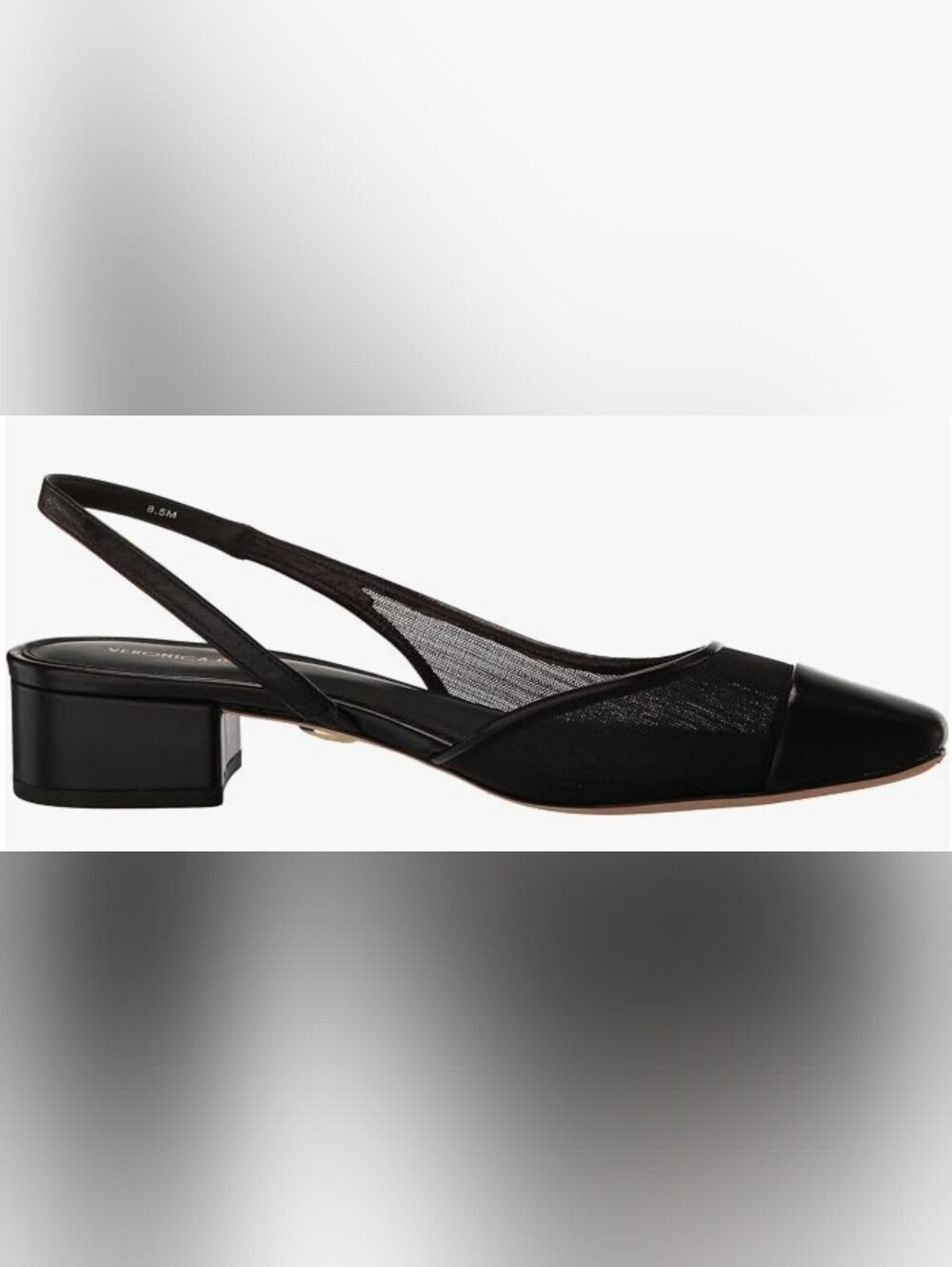 Veronica Beard|Women's Cecile Black Mesh Cap Toe Slingback Low Heels 7.5